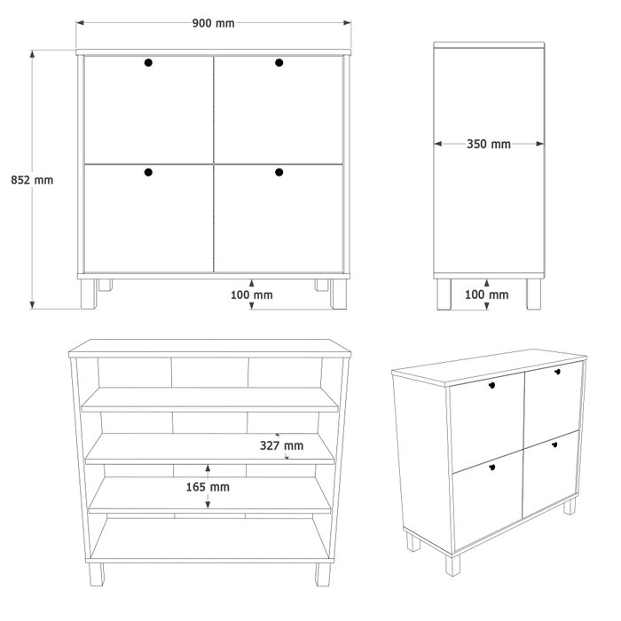 Hanah Home Nord - ND1-SW Armario para Zapatos Blanco y Roble